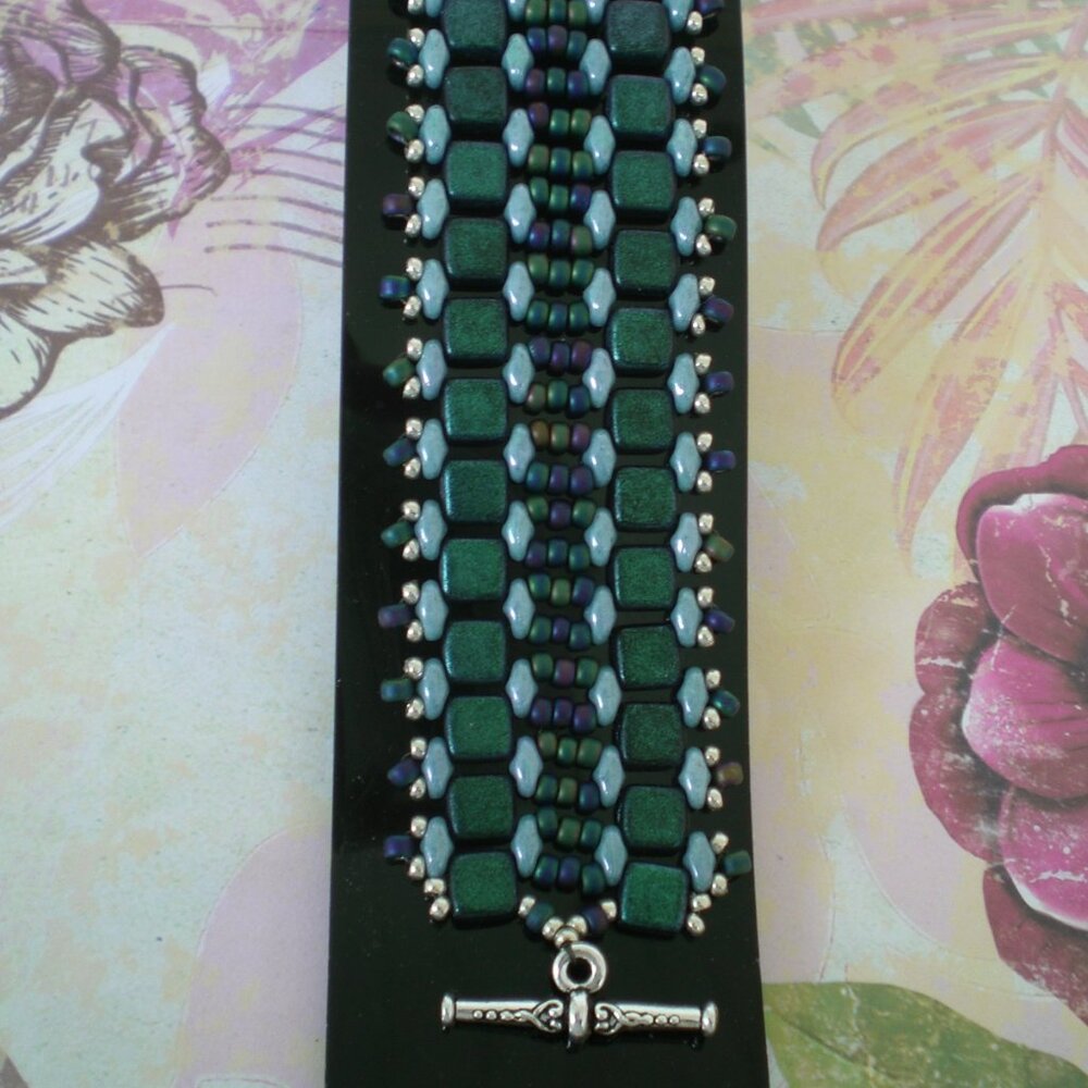 Blue Luster Tile Bead Bracelet